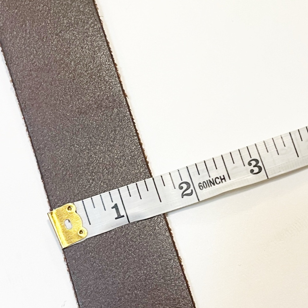Cabi Brown Wide Leather Belt w/ Brass Crown Buckle. Size (30"-34"). - Picture 7 of 11